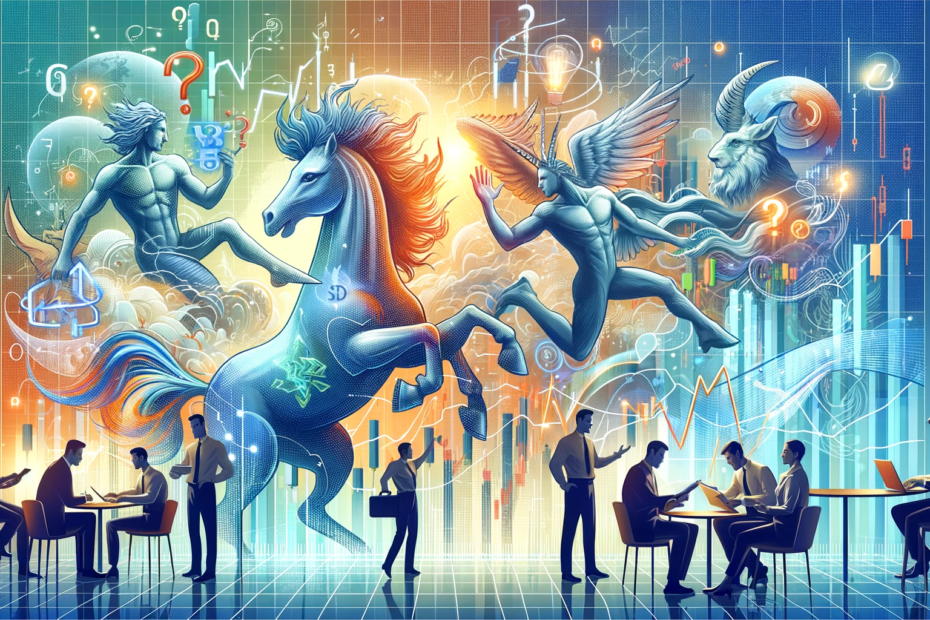 a balanced composition that symbolizes the interplay between myths and realities in stock market seasonality. It features a graphical representation with elements such as a stylized stock market graph, a calendar to denote seasonality, and perhaps visual metaphors like puzzle pieces or light bulbs to represent the debunking of myths and the gaining of insights. The design is likely to be professional and visually engaging to complement the theme of an analytical exploration of stock seasonality.